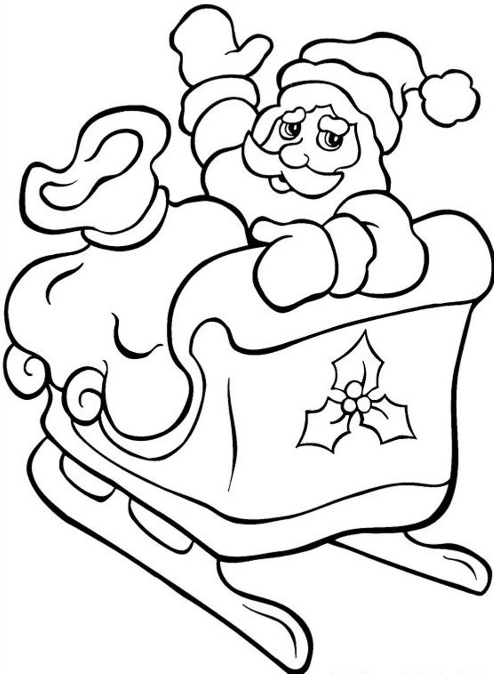 Santa Claus In Sleigh Coloring Page Printable Coloring Pages Christmas Santa With His Sleigh Christmas