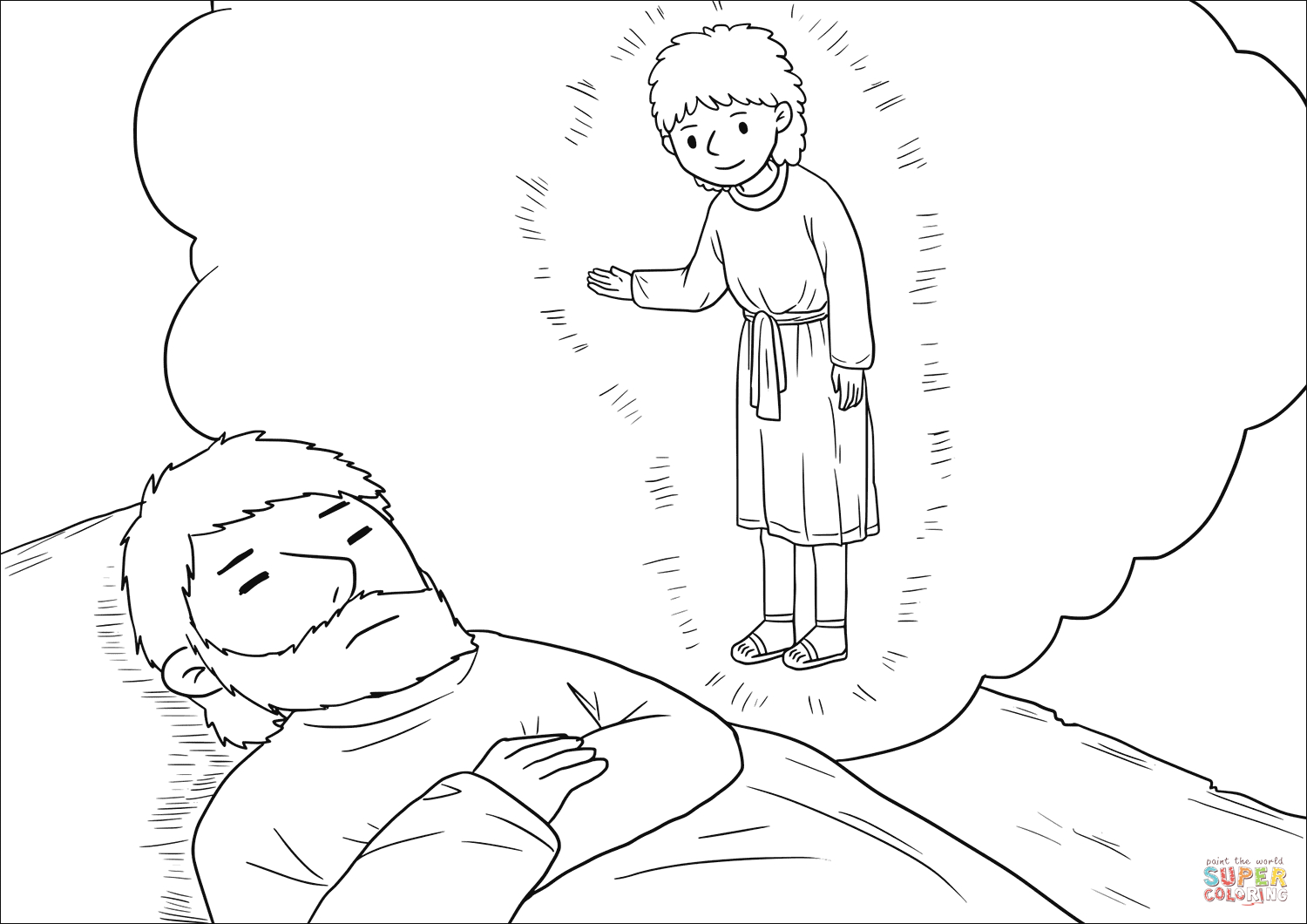Angel Visits Joseph Coloring Page An Angel Of The Lord Appeared To Joseph In A Dream Coloring Page