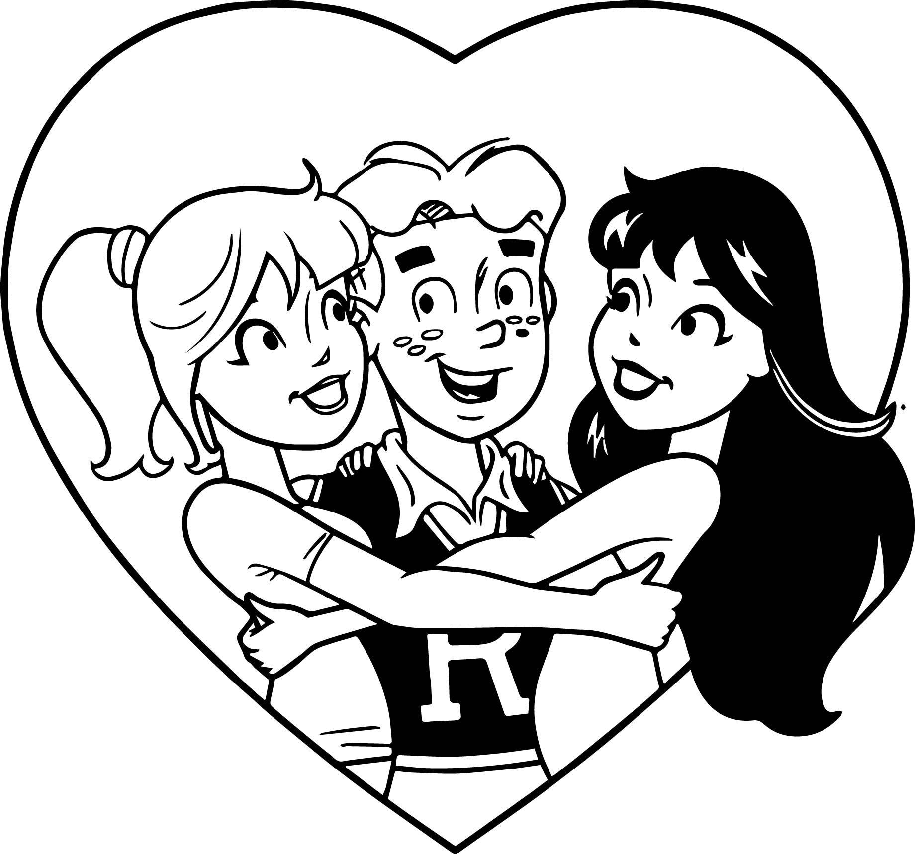 Archie Coloring Pages Archie Betty And Veronica Love Triangle Coloring Page