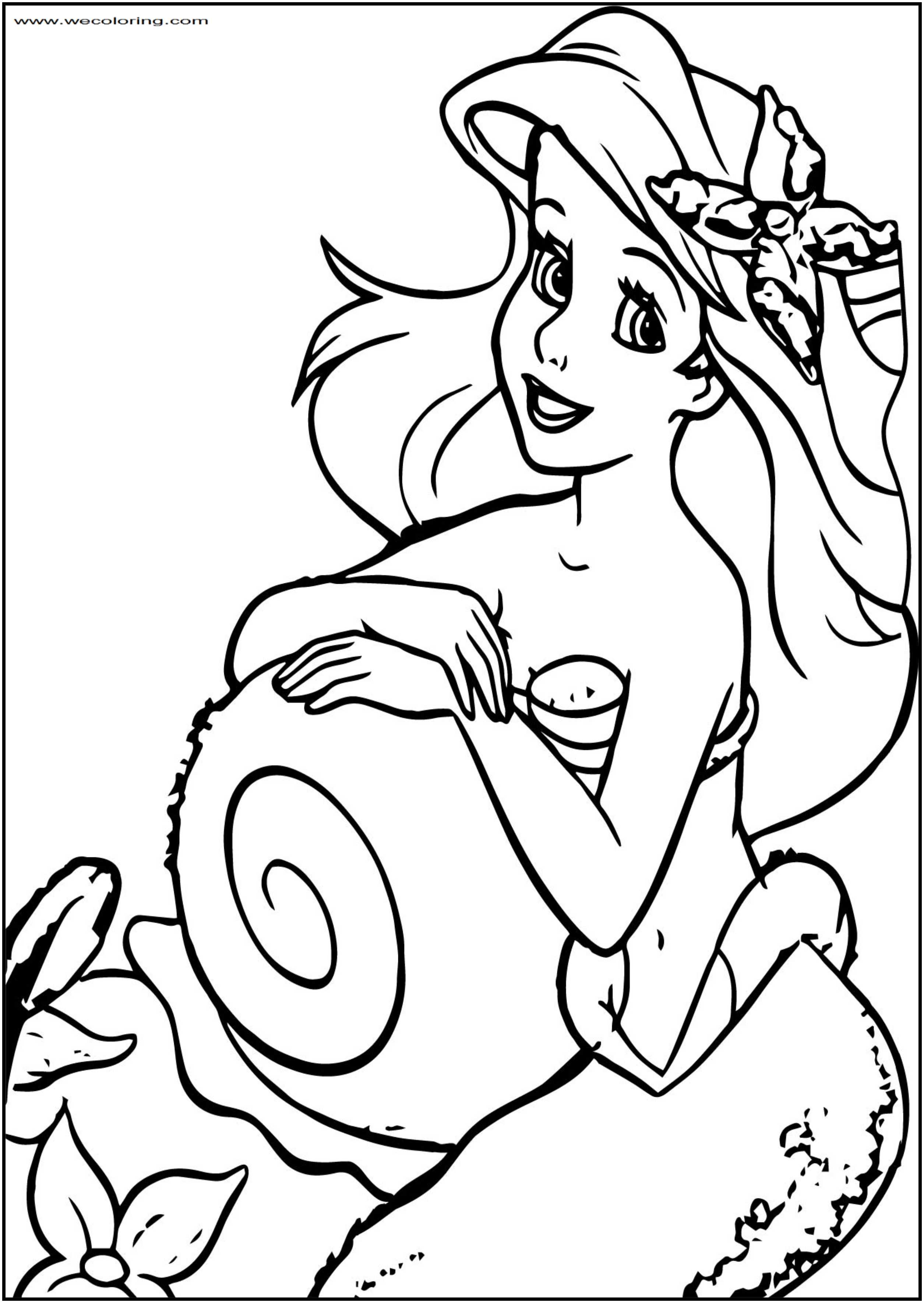 Ariel Printable Coloring Pages Cute Ariel Mermaid Waiting Free Printable Coloring Page Wecoloring