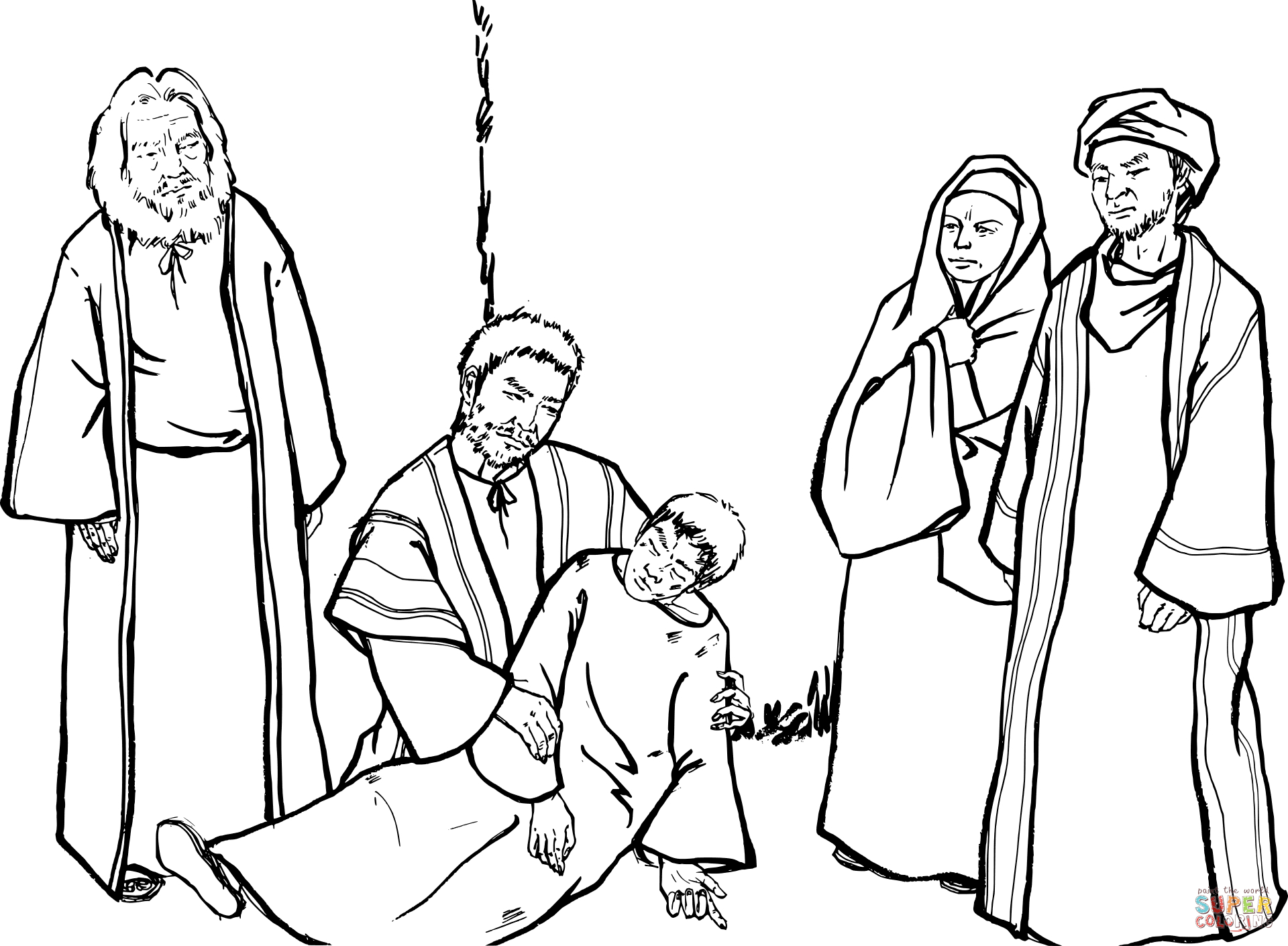 Barnabas Coloring Page Paul Embraces Eutychus Coloring Page Free Printable Coloring Pages