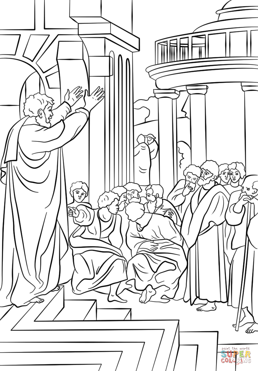 Barnabas Coloring Page Paul Preaching In Athens Coloring Page Free Printable Coloring Pages