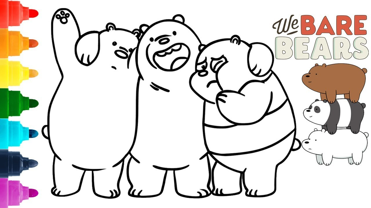 Bears Coloring Pages We Bare Bears Coloring Pages Ice Bear Grizzly And Panda Childrens Coloring Book