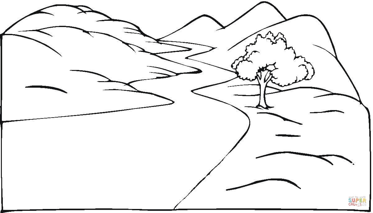 Beautiful Nature Coloring Pages Landscape And The Winding Road Coloring Page Free Printable