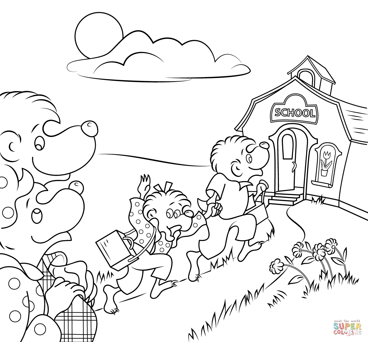 Berenstain Bears Coloring Pages Berenstain Bears Go To School Coloring Page Free Printable