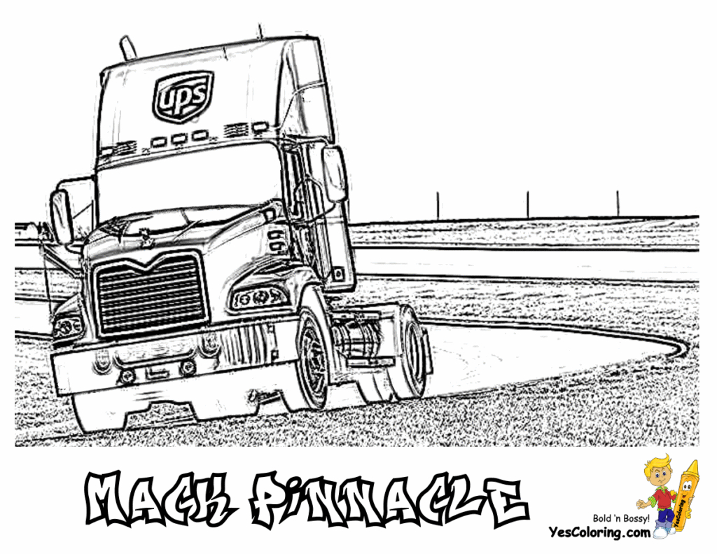 Big Truck Coloring Pages Coloring Book World Mack Truck Coloring Page At Yescoloring Semi