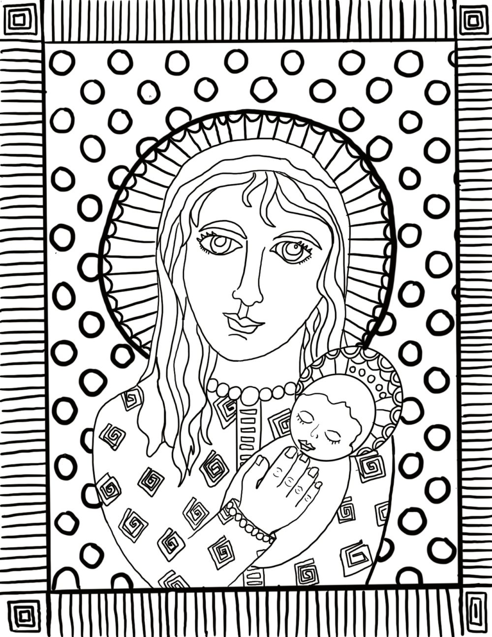 Blessed Mother Coloring Pages Mother And Childfinal Christmas Coloring Page From Victory Road