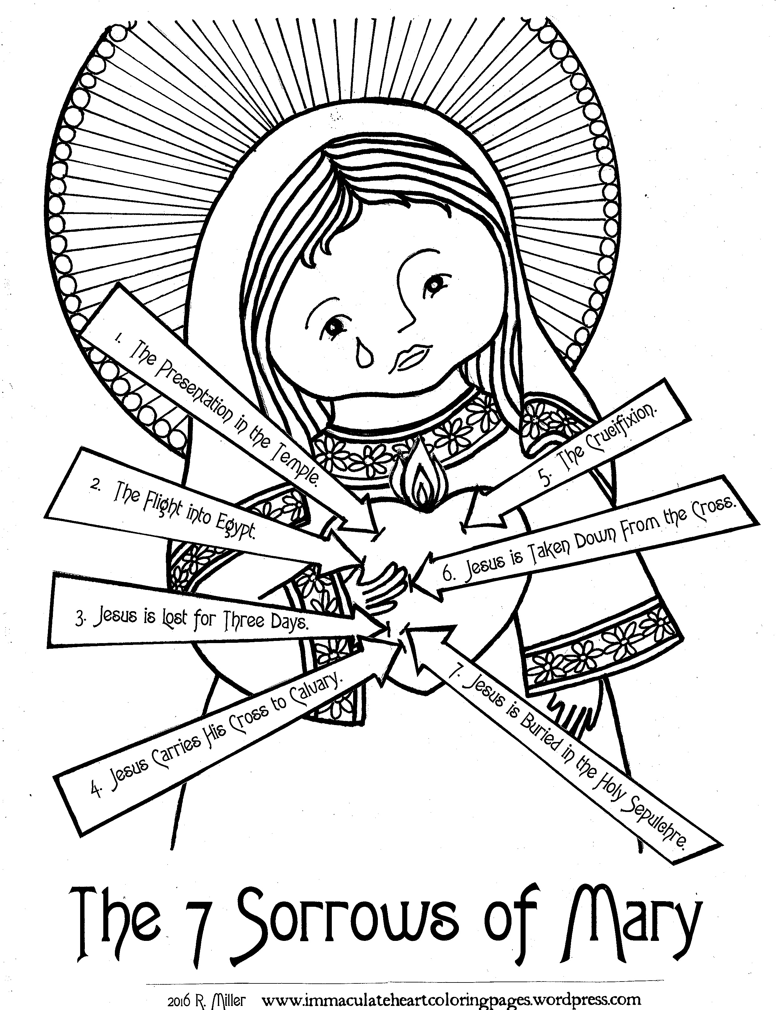 Blessed Mother Coloring Pages The Seven Sorrows Of Mary Feast Day September 15th Immaculate