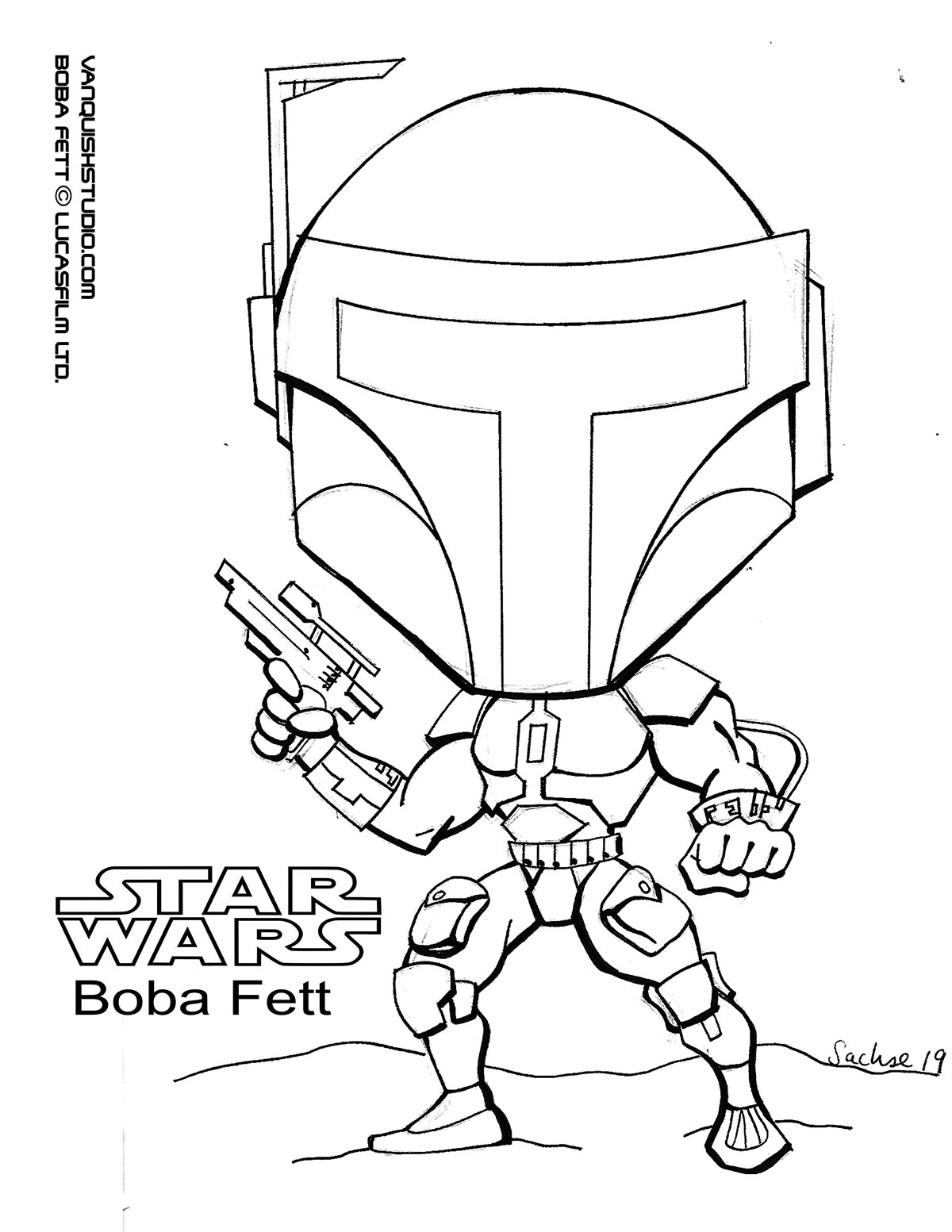 Boba Fett Coloring Page Star Wars Coloring Page Boba Fett Vanquish Studio