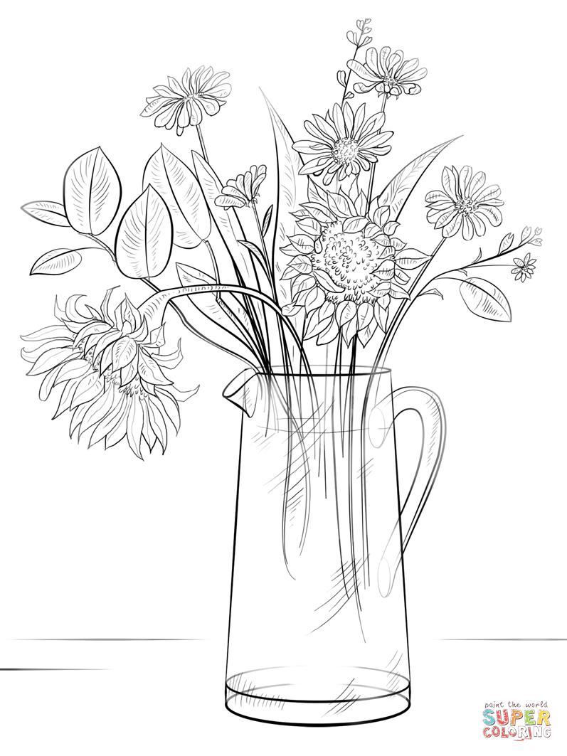 Bouquet Of Flowers Coloring Page Bouquet Of Flowers Coloring Page Free Printable Coloring Pages