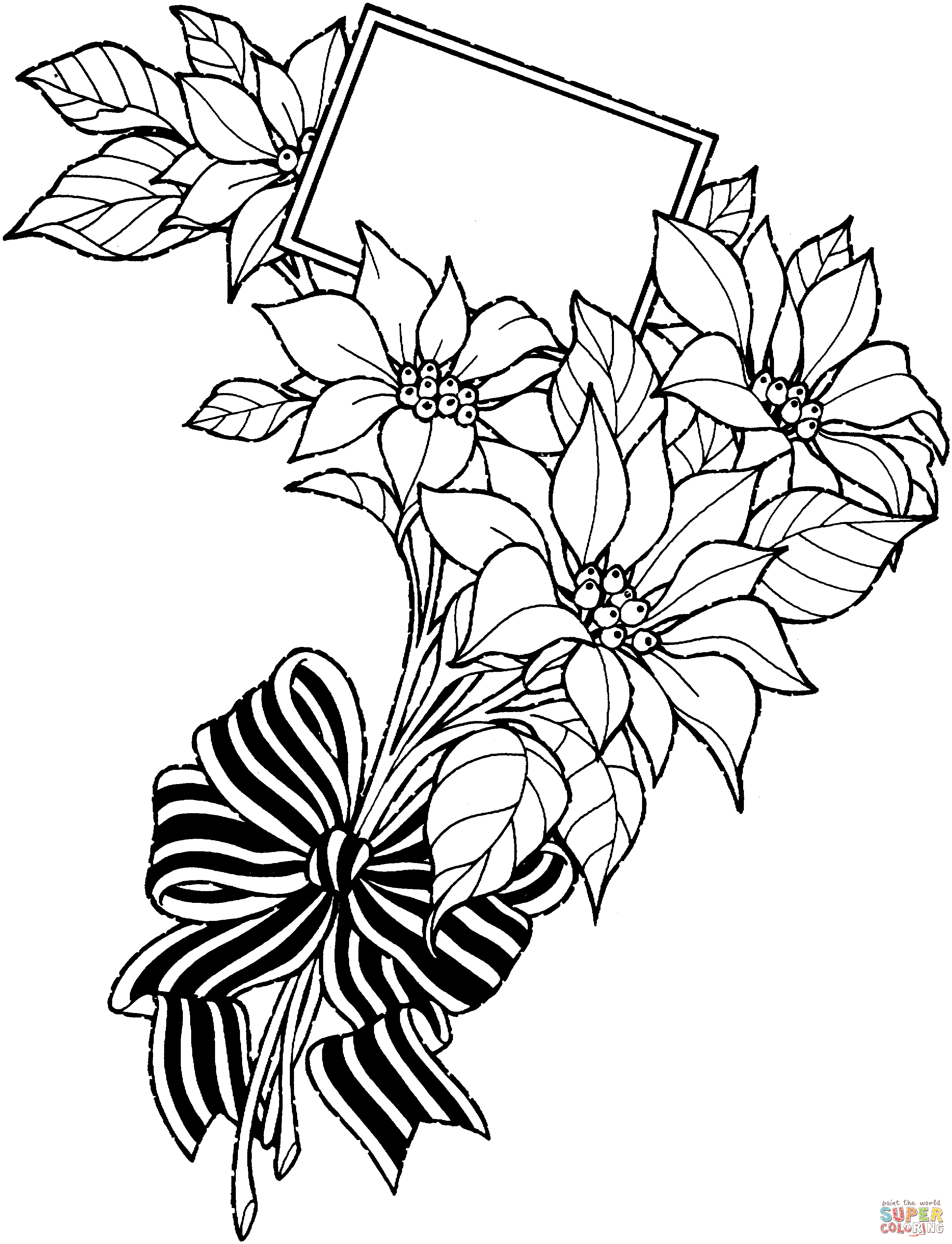 Bouquet Of Flowers Coloring Page Christmas Flower Bouquet With Greeting Card Coloring Page Free