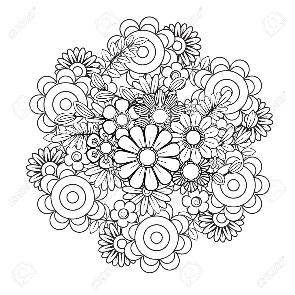Bouquet Of Flowers Coloring Page Coloring Page Adult Coloring Page With Flowers Pattern Black And