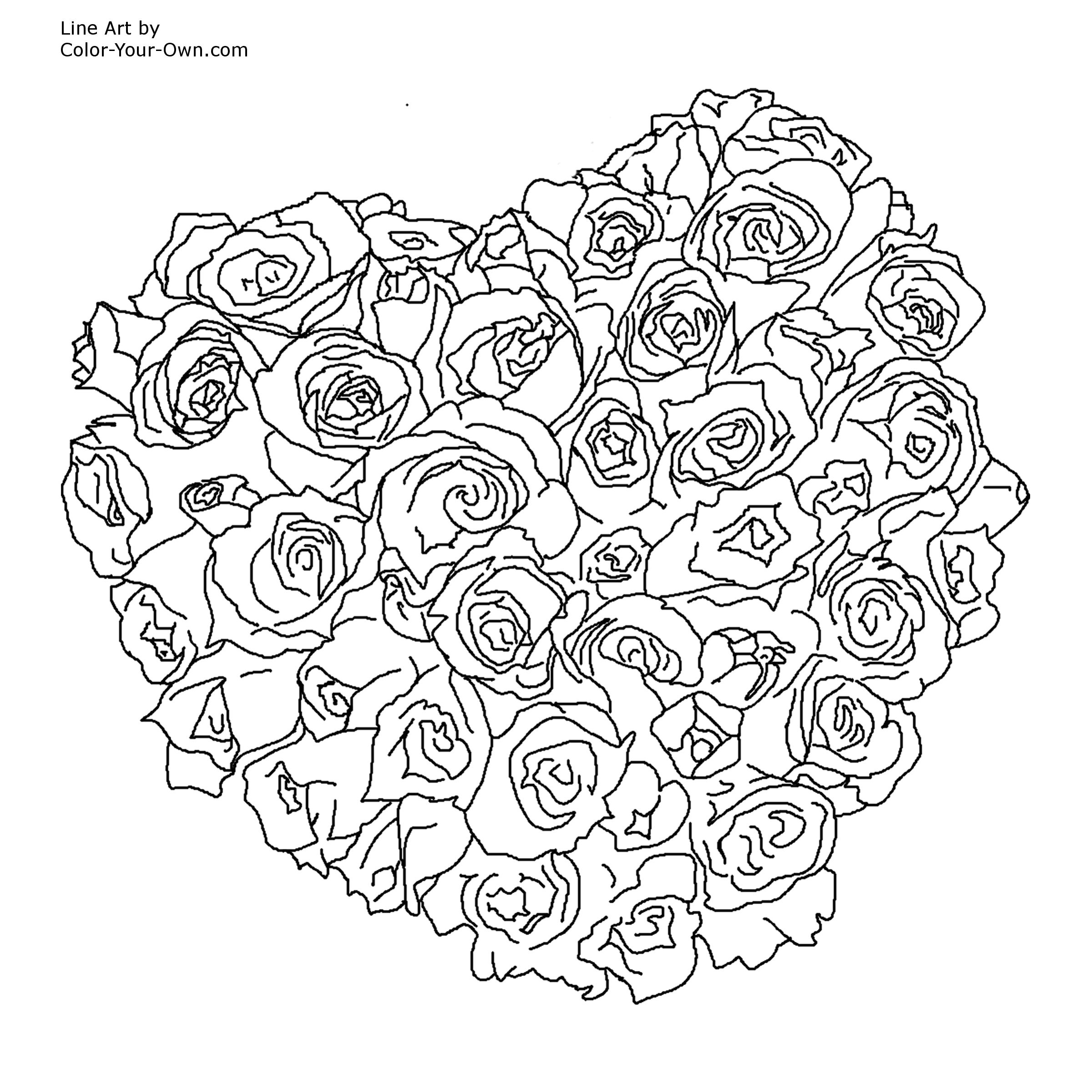 Bouquet Of Flowers Coloring Page Rose Bouquet Coloring Pages