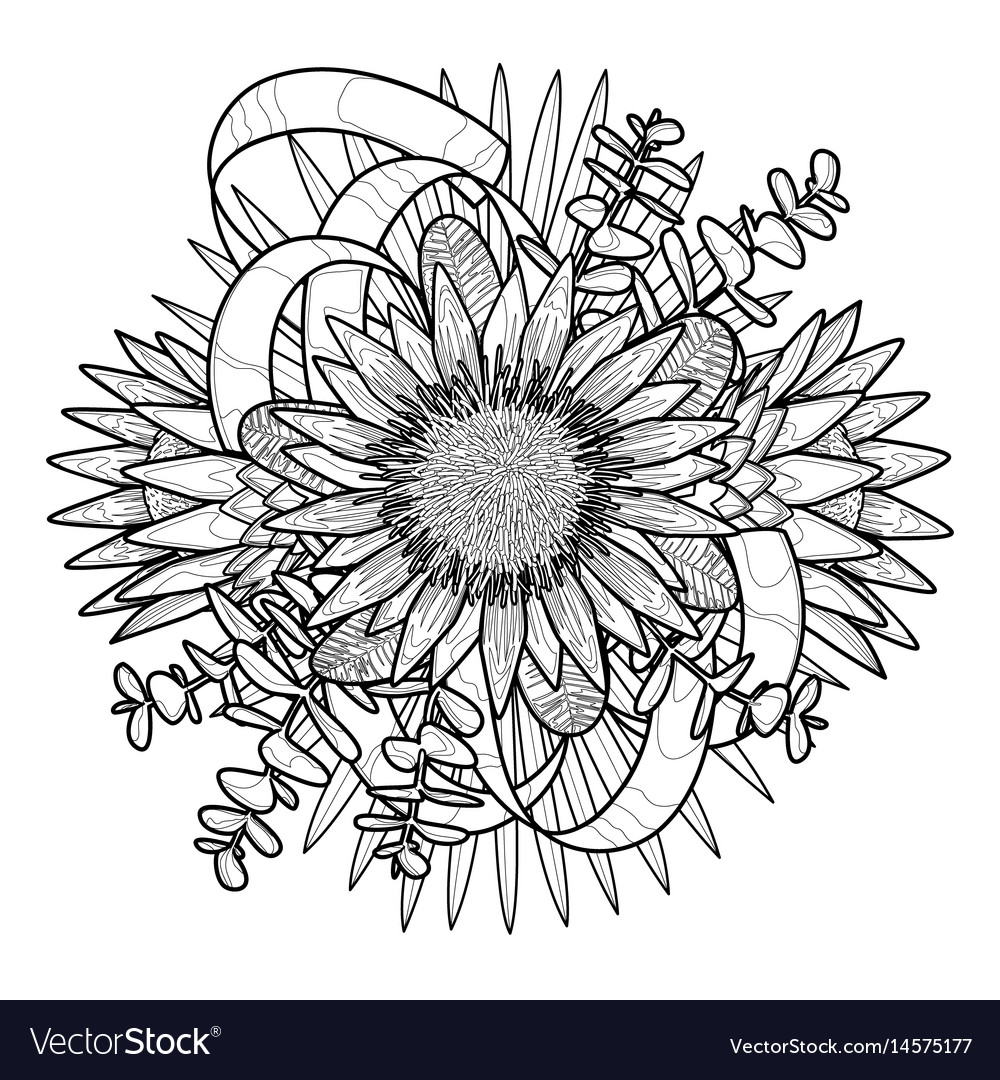 Bouquet Of Flowers Coloring Page Tropical Bouquet Coloring Page