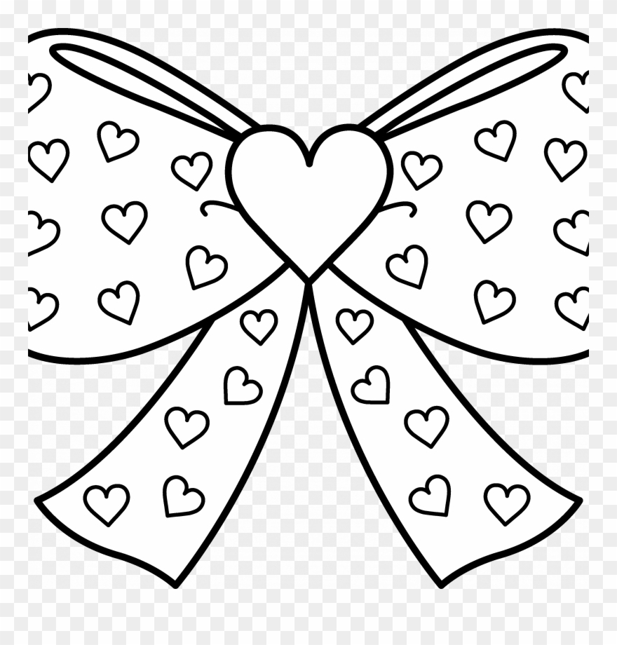 Bow Coloring Pages Coloring Ideas Heart Color Pages Bow With Hearts Coloring Page