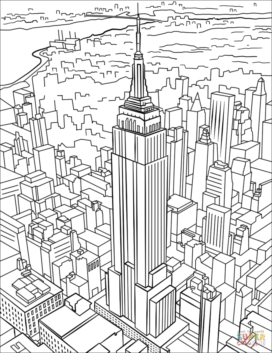 Building Coloring Page Empire State Building Coloring Page Free Printable Coloring Pages