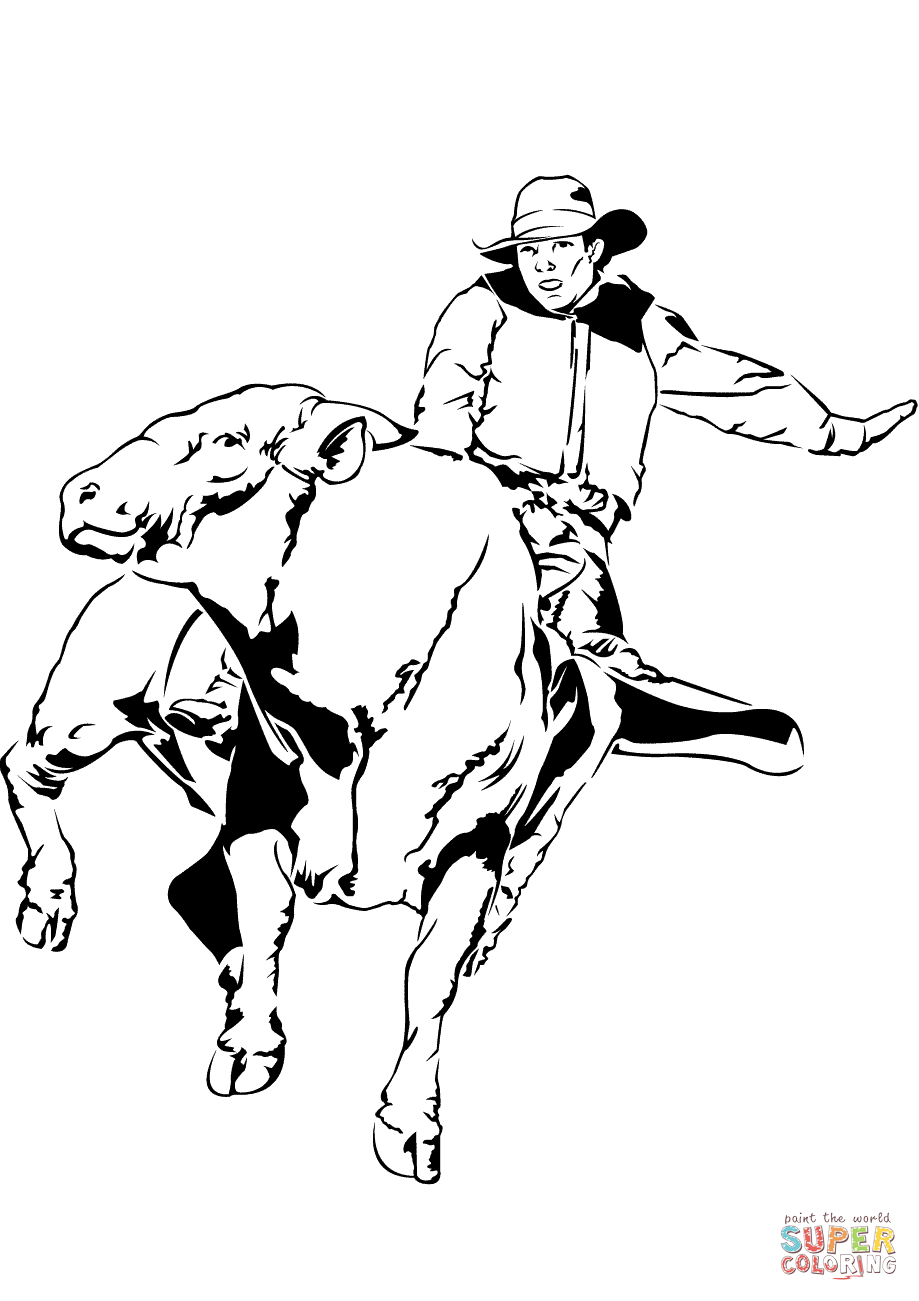 Bull Riding Coloring Pages Bull Rider Coloring Page Free Printable Coloring Pages