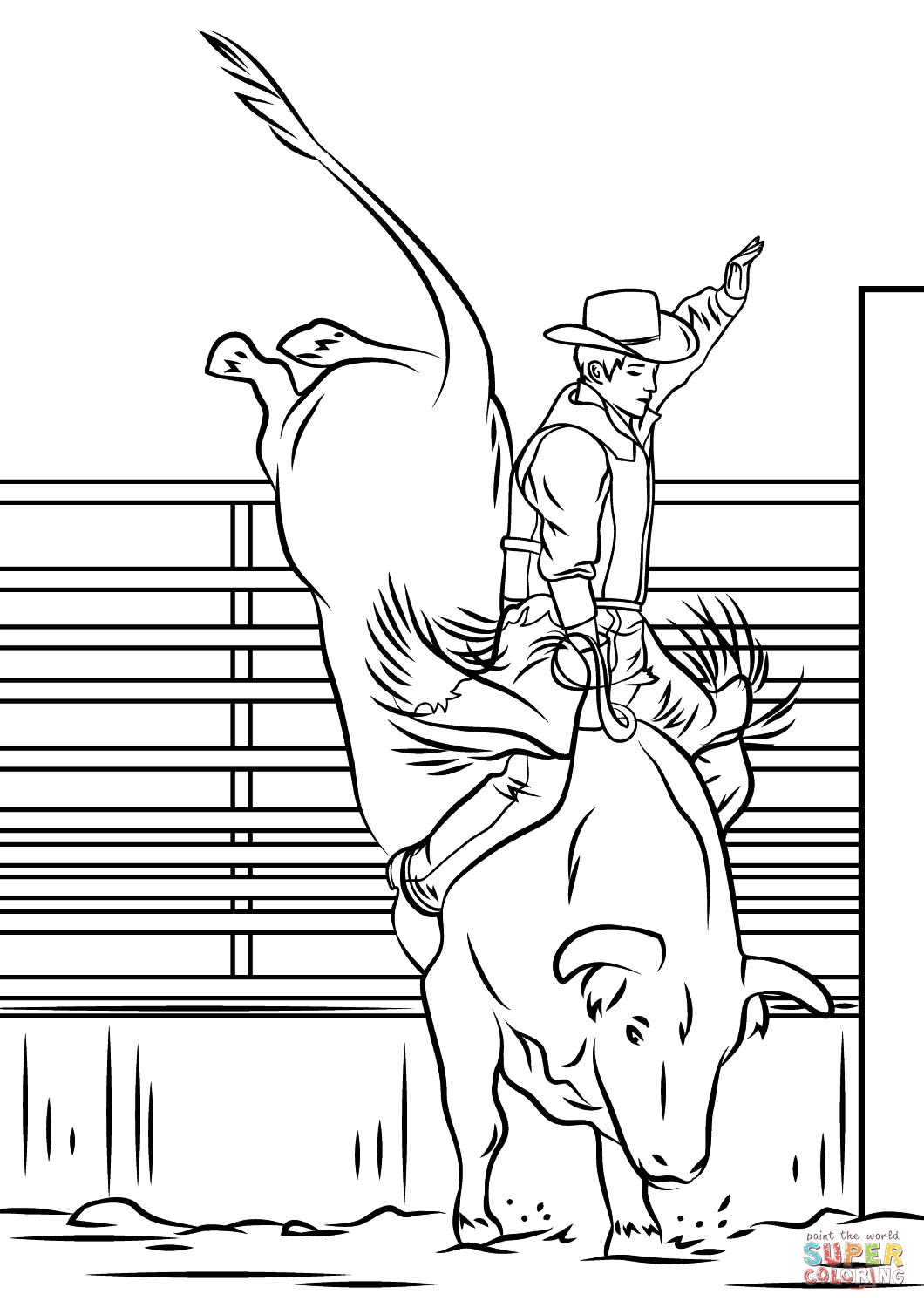 Bull Riding Coloring Pages Bull Riding Rodeo Coloring Page Free Printable Coloring Pages