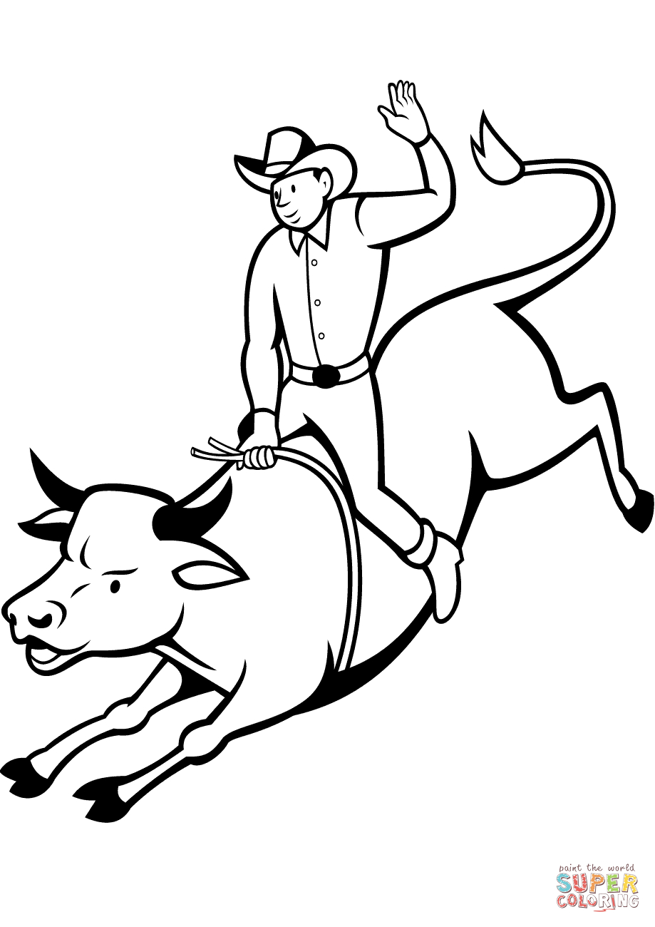 Bull Riding Coloring Pages Rodeo Bull Rider Coloring Page Free Printable Coloring Pages