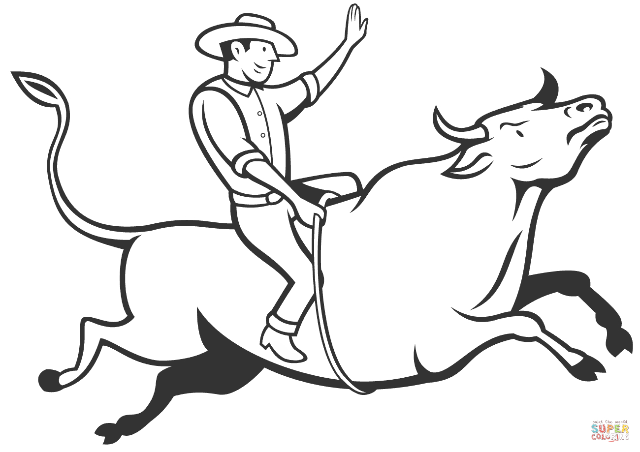 Bull Riding Coloring Pages Rodeo Cowboy Bull Riding Coloring Page Free Printable Coloring Pages