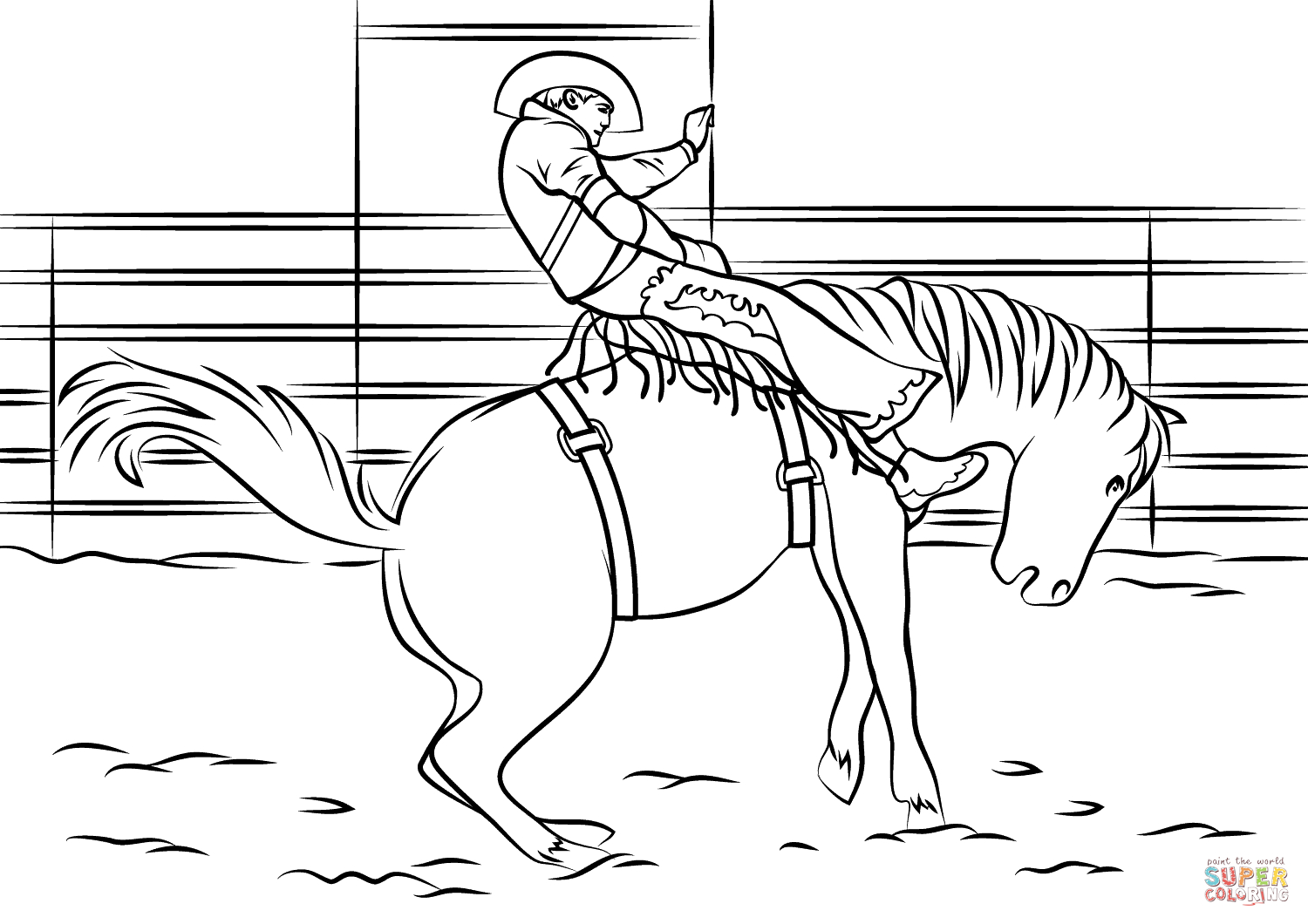 Bull Riding Coloring Pages Saddle Bronc Rodeo Coloring Page Free Printable Coloring Pages