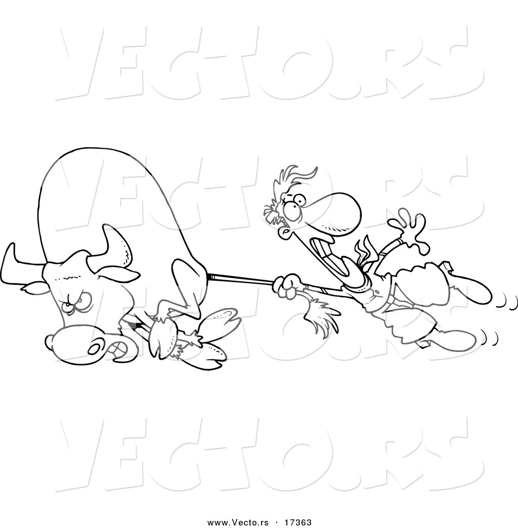 Bull Riding Coloring Pages Vector Of A Cartoon Rodeo Cowboy Holding Onto A Bulls Tail