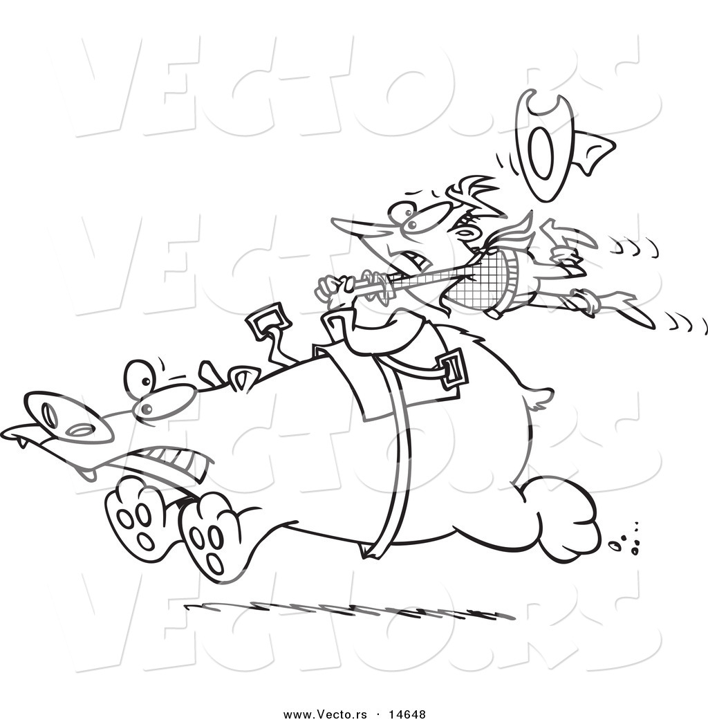 Bull Riding Coloring Pages Vector Of A Cartoon Tough Rodeo Cowboy Riding A Bear Coloring Page