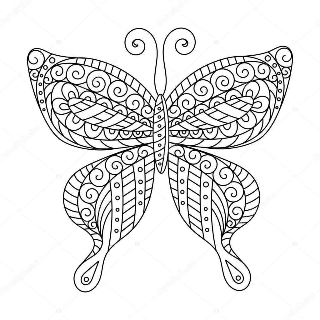 Butterfly Outline Coloring Page Coloring Book For Adult And Older Children Page Outline Drawing