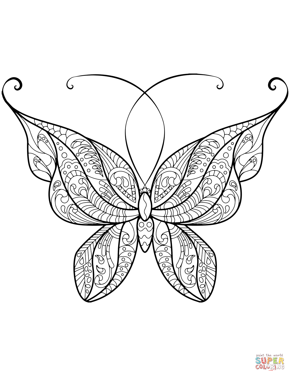 Butterfly Outline Coloring Page Zentangle Butterfly Coloring Page Free Printable Coloring Pages