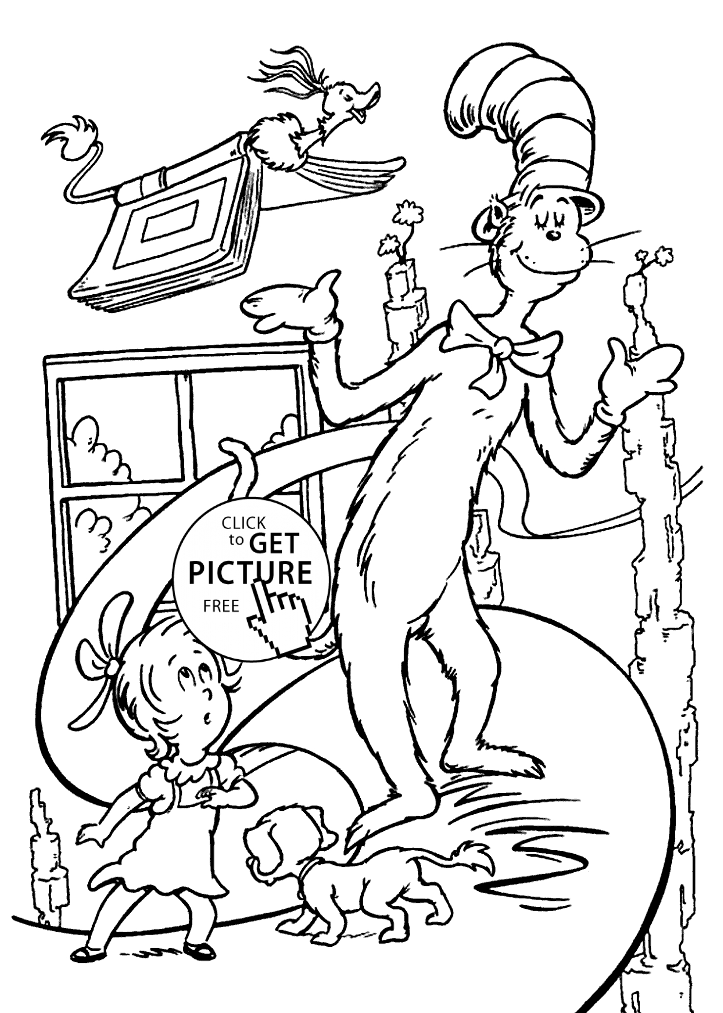 Cat In The Hat Coloring Page Funny At In The Hat Coloring Pages For Kids Printable Free Dr