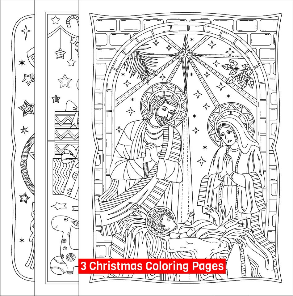 Christmas Toys Coloring Pages Set Of 3 Christmas Coloring Pages Yuletide Gifts Toys Lantern Doodles Nativity Artwork Digital Download