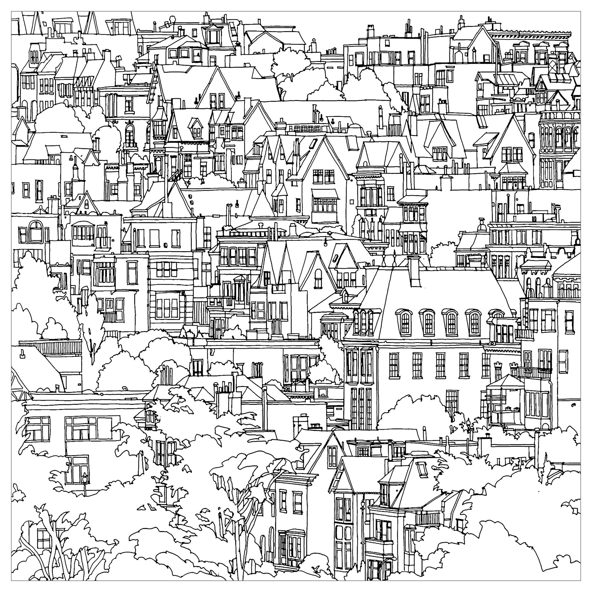 City Coloring Page The City Of San Francisco Architecture Adult Coloring Pages