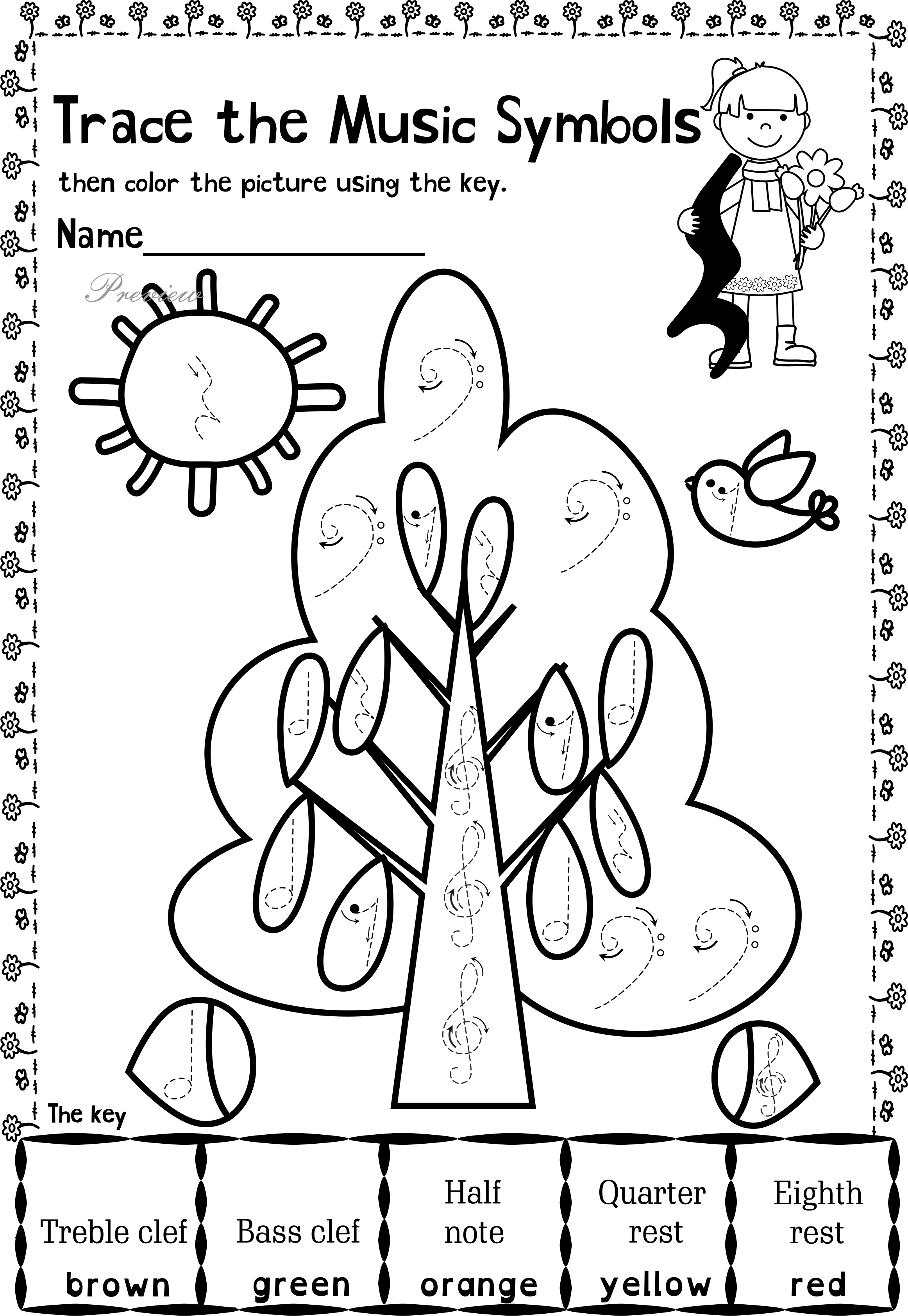 Color Orange Coloring Pages Coloring Ideas Cool Fall Trace And Color Music Worksheets Free