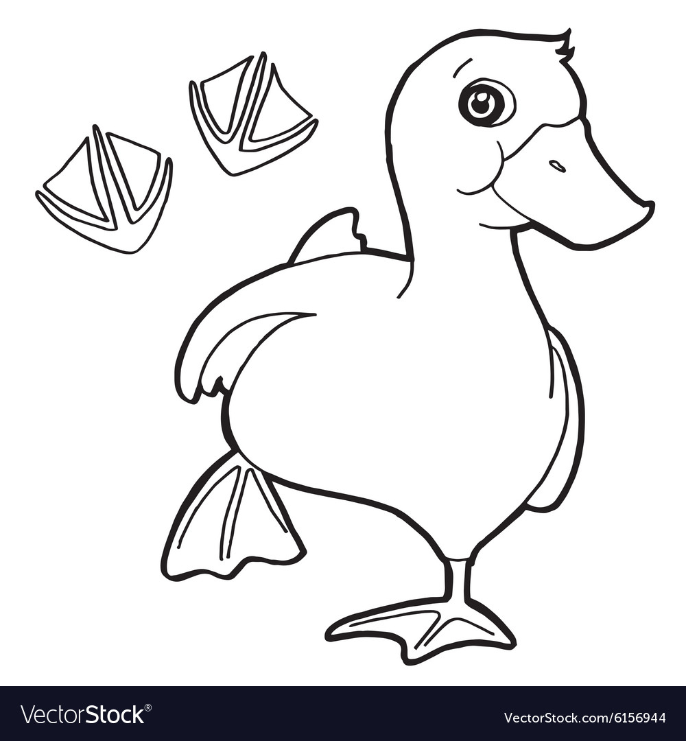 Coloring Page Duck Duck With Paw Print Coloring Page