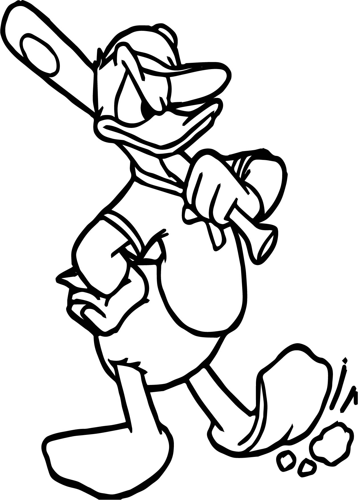 Coloring Page Duck Super Donald Duck Coloring Page Bat Playing Baseball Best Free