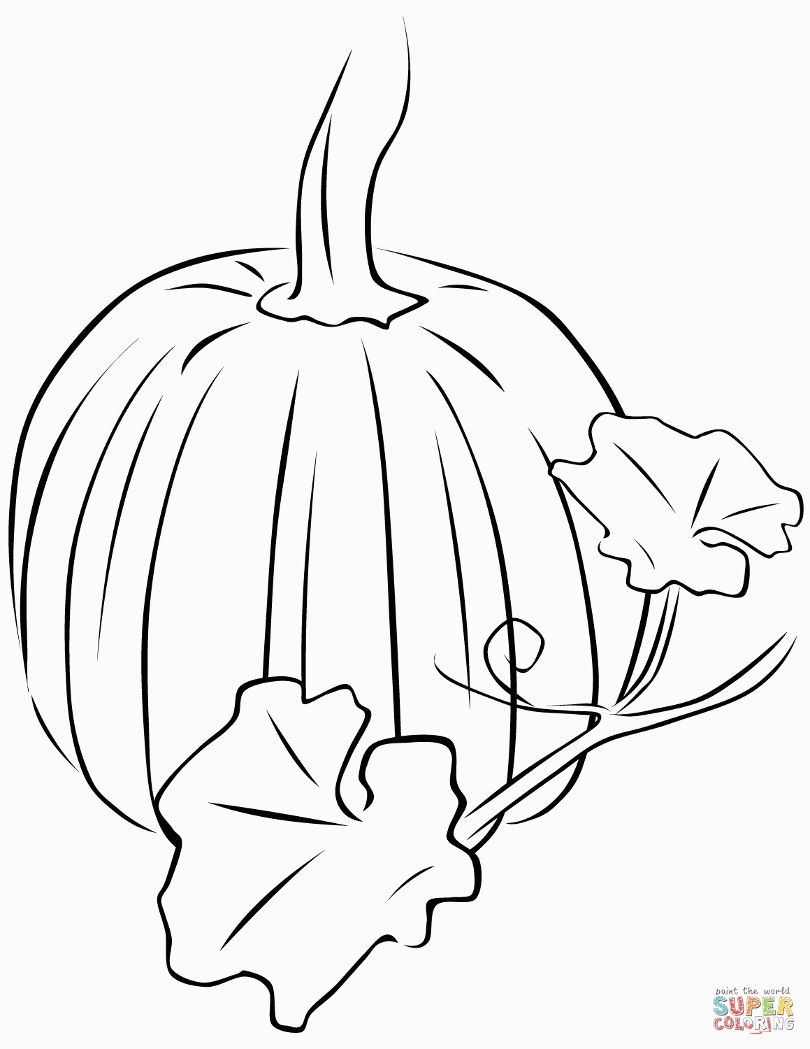 Coloring Page Of Pumpkin Pumpkin With Leaves Coloring Page For Pumpkin Coloring Sheet Get