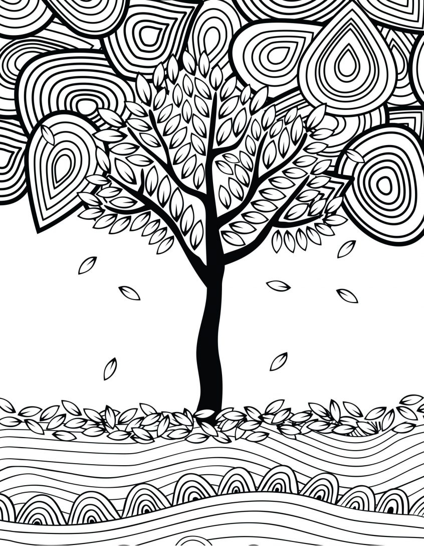 Coloring Pages Autumn Season Coloring Adult Coloring Pages Autumn Tree Pencil Drawings Within