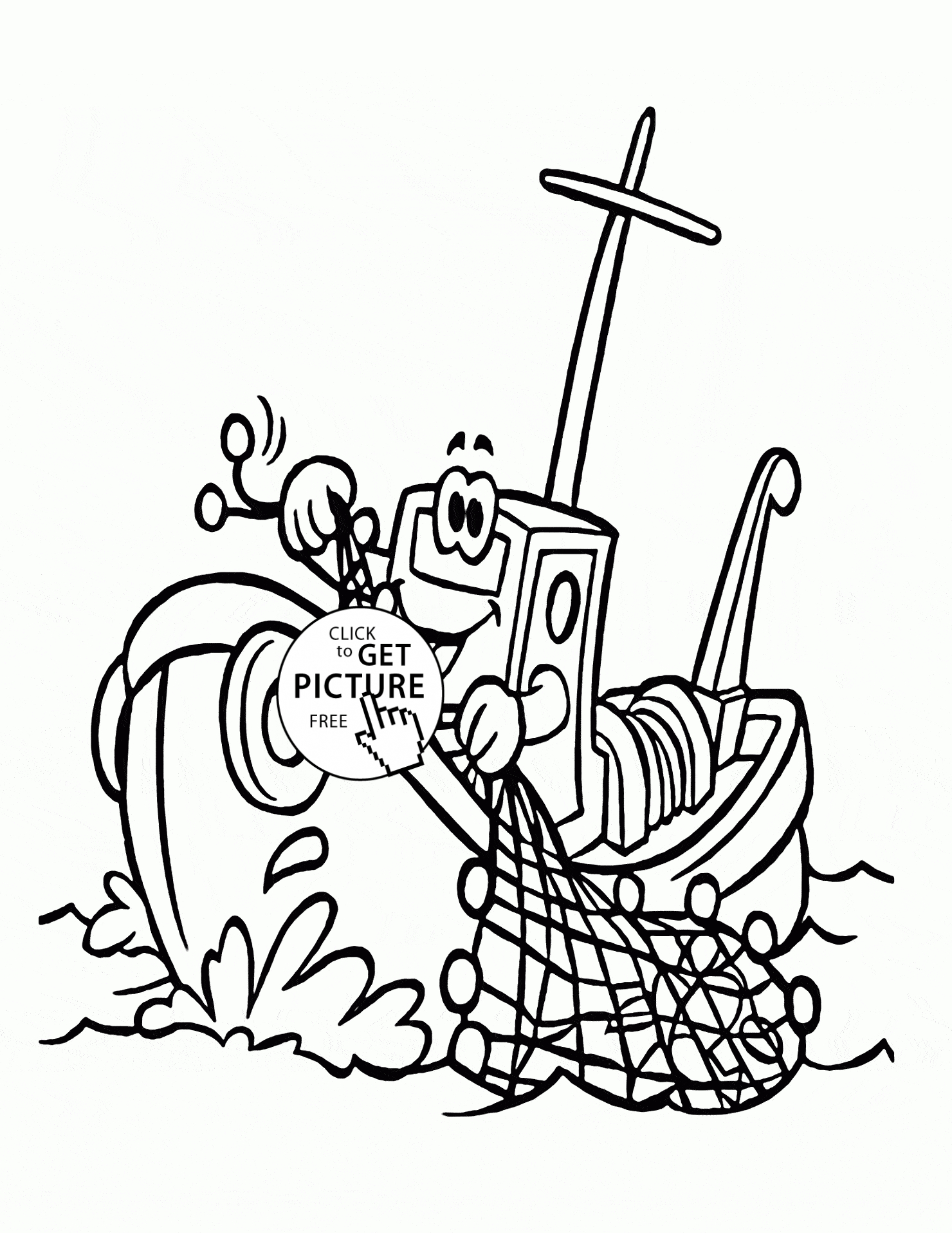 Coloring Pages Fishing Cartoon Fishing Boat Coloring Page For Kids Transportation Coloring