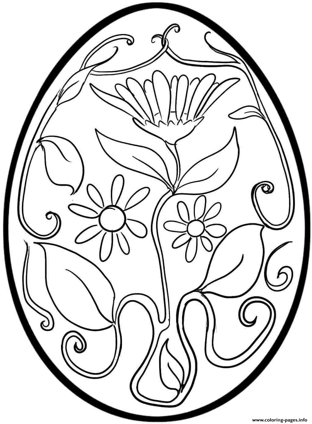 Coloring Pages For Adults Easter Easter Egg With Flowers For Adult Coloring Pages Printable