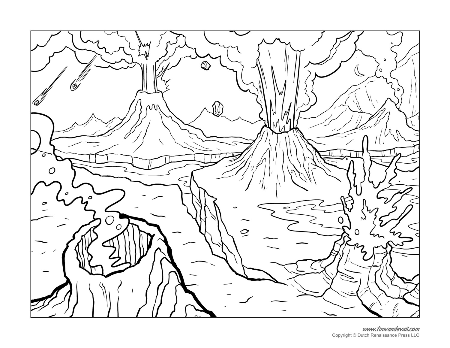 Coloring Pages For Elementary Students Volcano Coloring Pages