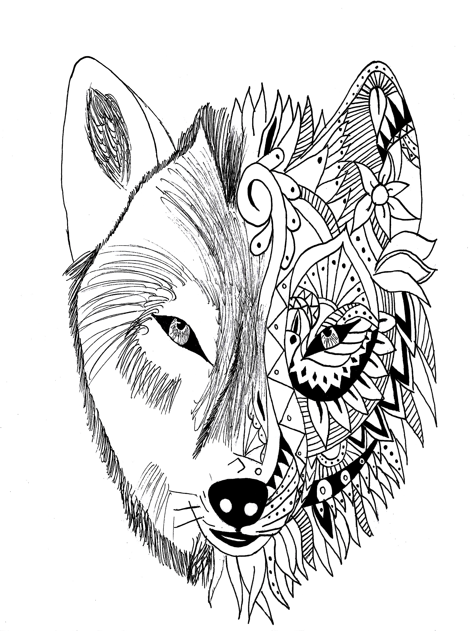 Coloring Pages Of A Wolf Tattoo Wolf Krissy Tattoos Adult Coloring Pages