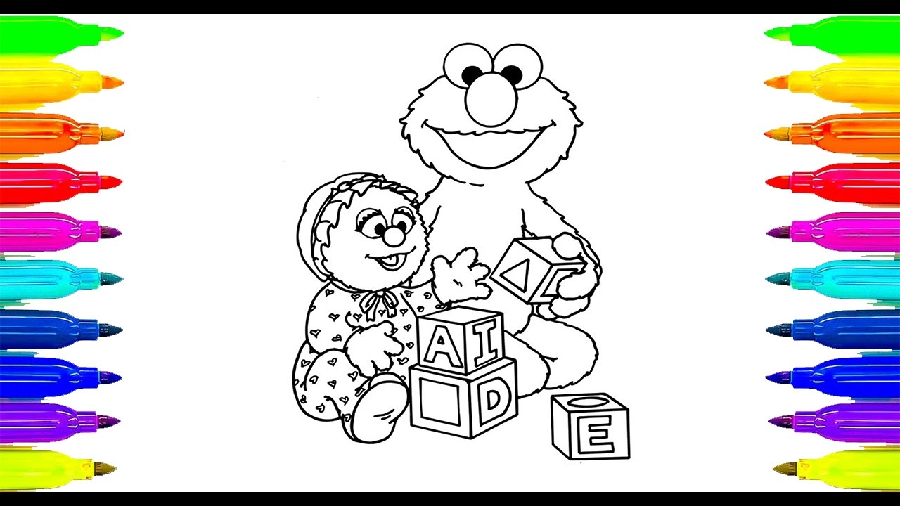 Coloring Pages Of Baby Elmo Colouring Sesame Street Elmo And Babies For Kids Learning Paint With Colored Markers