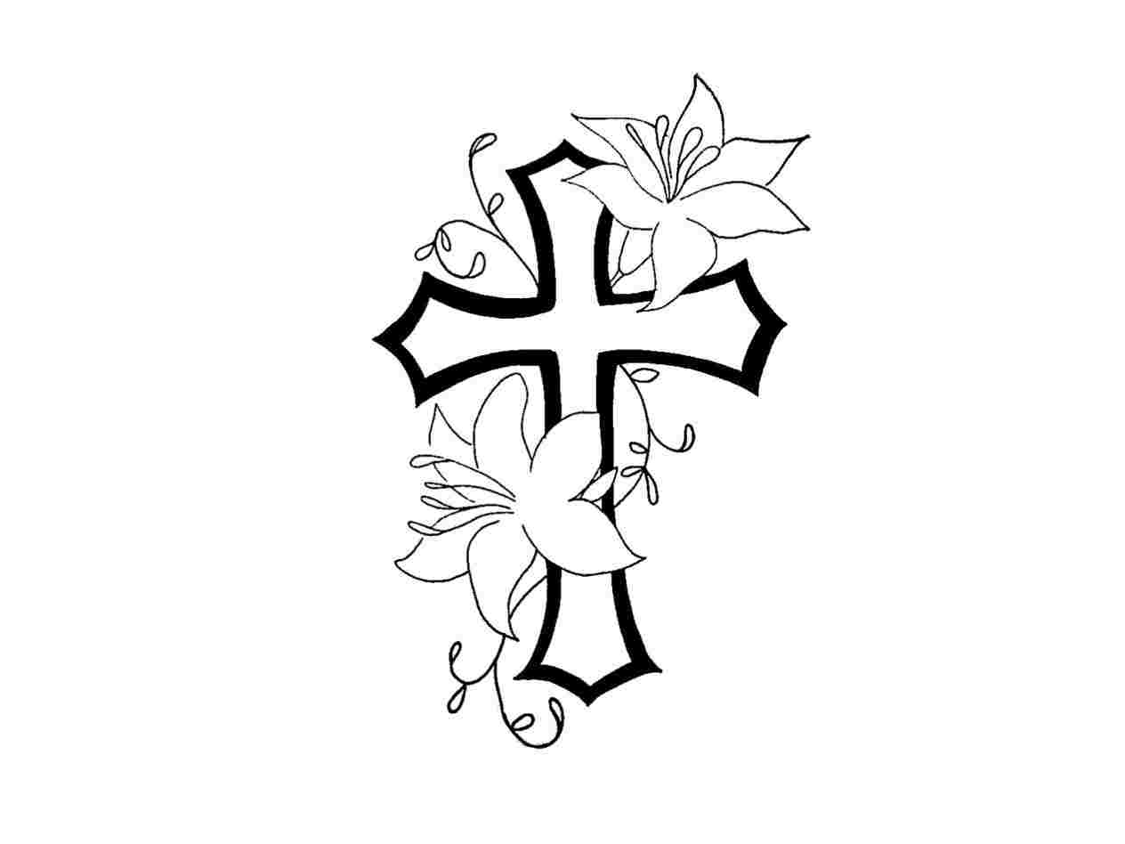 Coloring Pages Of Crosses With Flowers Cross With Flowers Drawing At Paintingvalley Explore