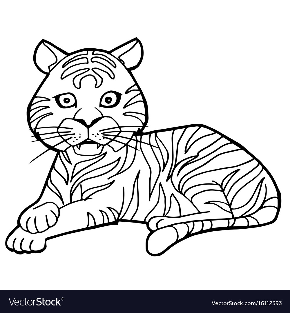 Coloring Pages Of Cute Tigers Cartoon Cute Tiger Coloring Page