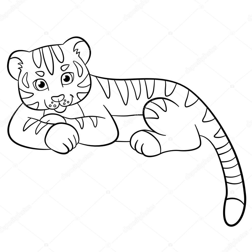 Coloring Pages Of Cute Tigers Coloring Pages Wild Animals Little Cute Ba Tiger Smiles
