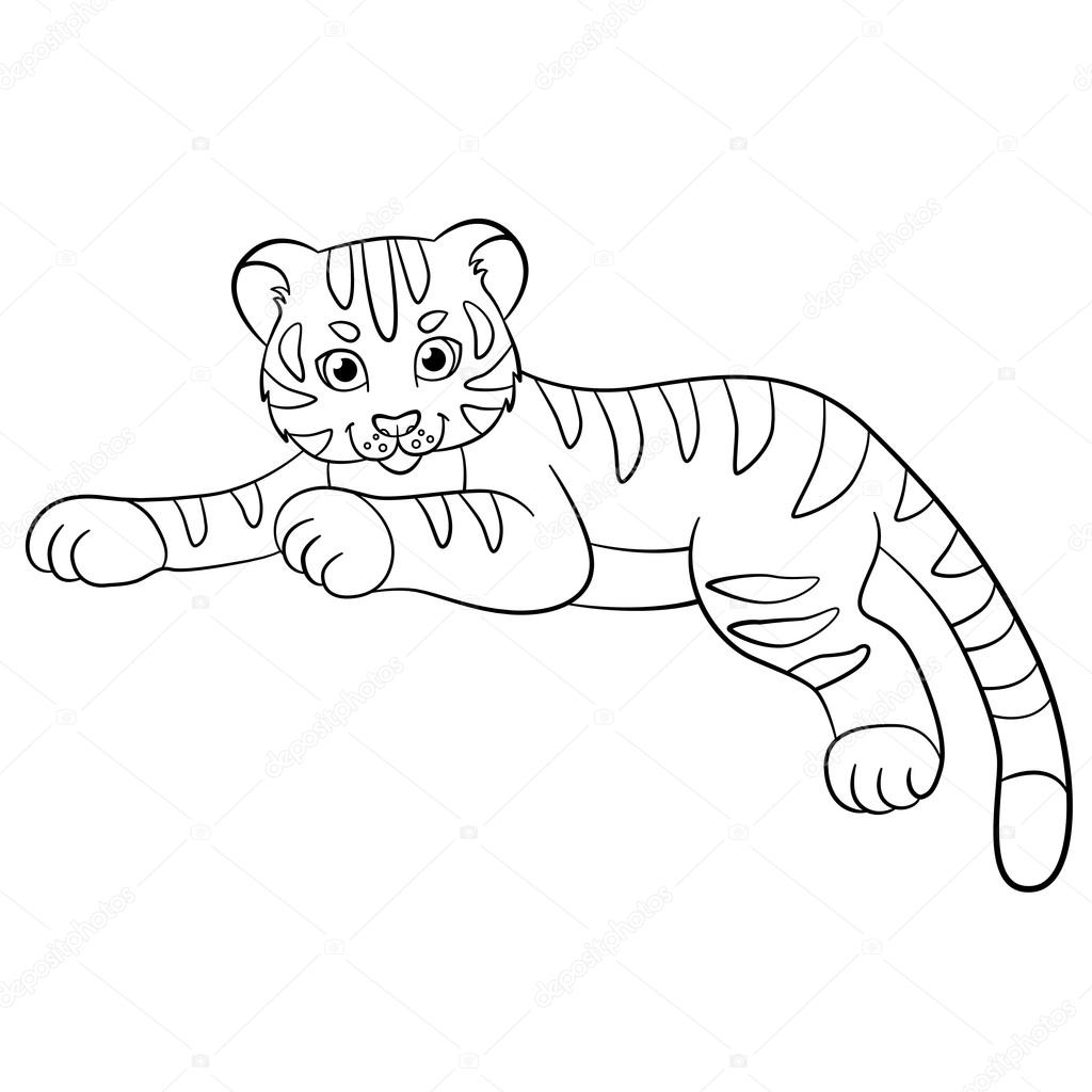 Coloring Pages Of Cute Tigers Coloring Pages Wild Animals Little Cute Ba Tiger Smiles