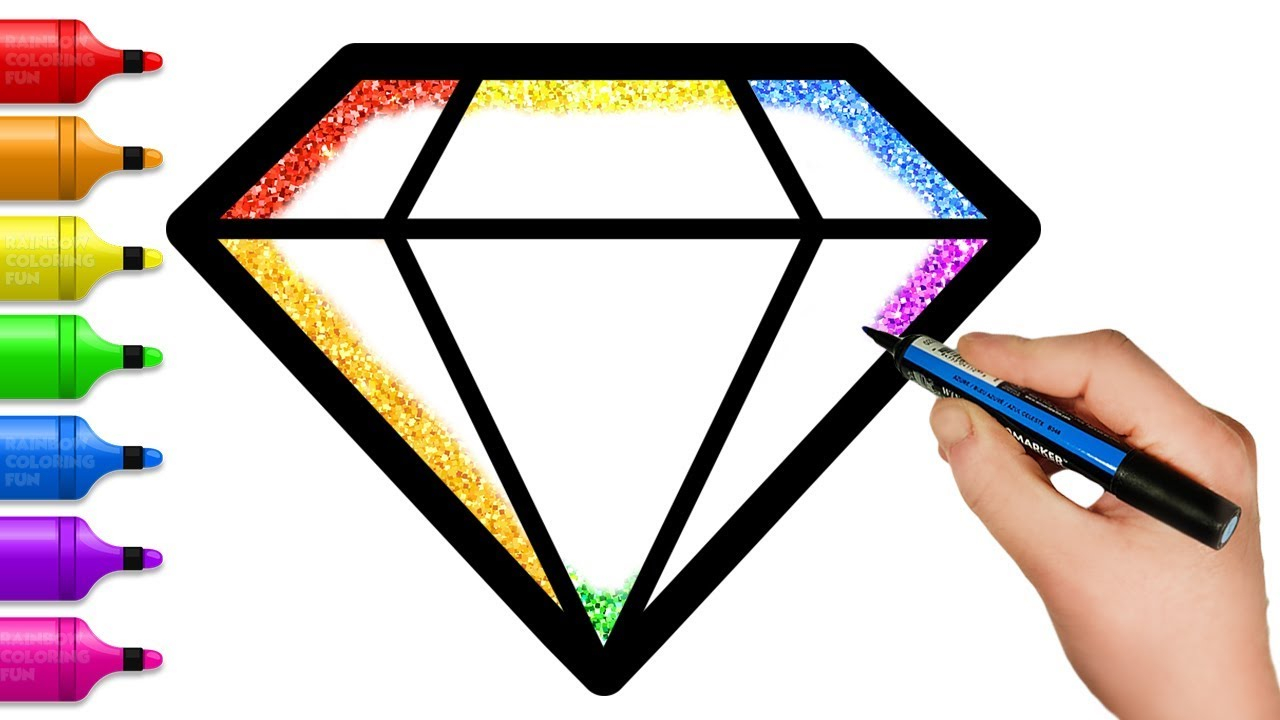 Coloring Pages Of Diamonds Glitter Toy Rainbow Diamond Coloring And Drawing For Kids Toddlers Fun Coloring Pages