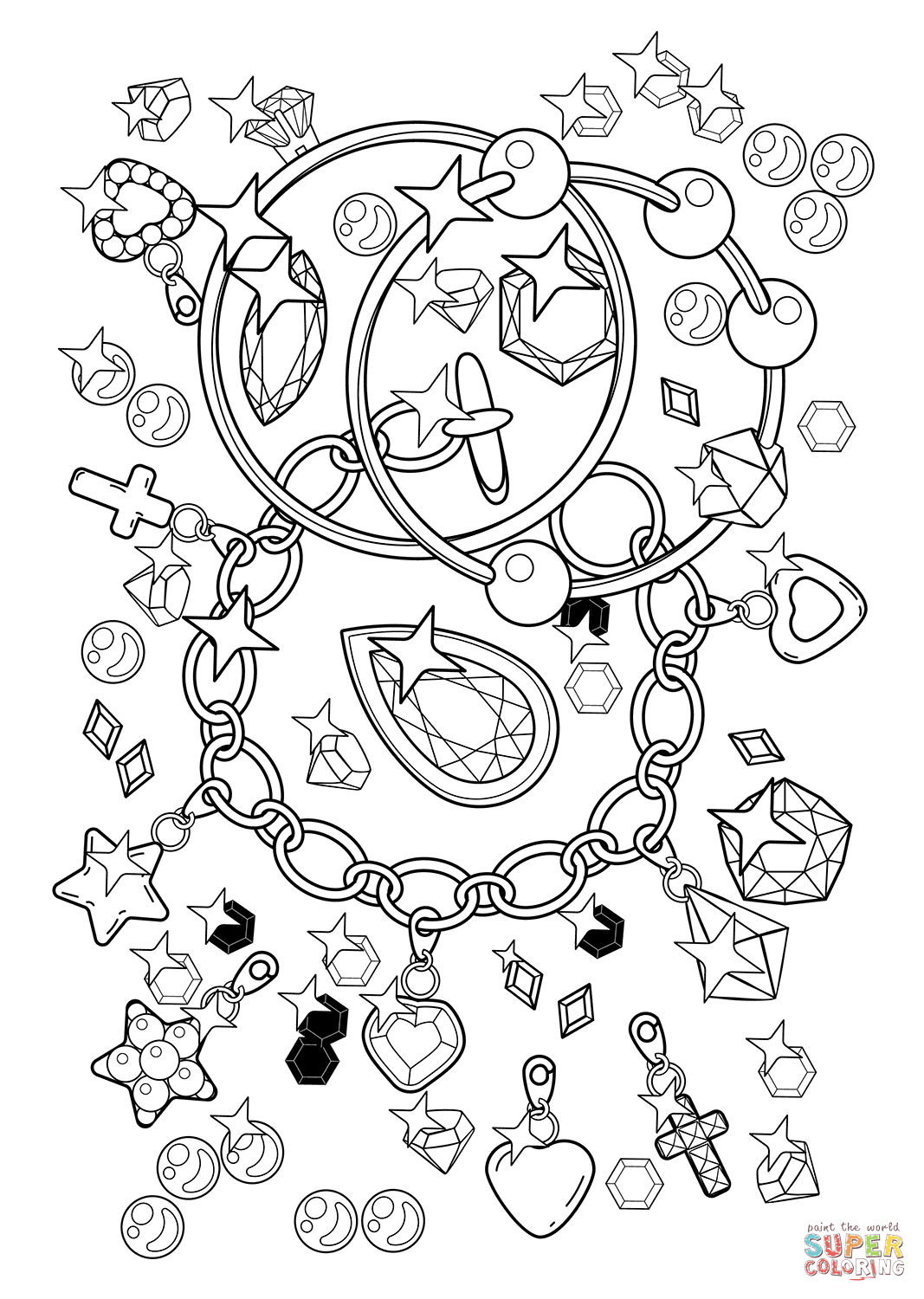 Coloring Pages Of Diamonds Pendant Bracelet And Diamonds Coloring Page Free Printable