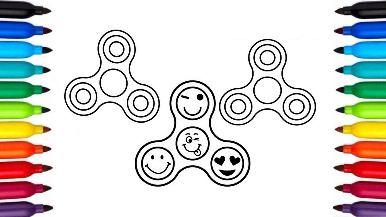 Coloring Pages Of Fidget Spinners Fidget Spinner Colouring Page Coloring Pages For Kids And Children How To Draw Set Of Spinners