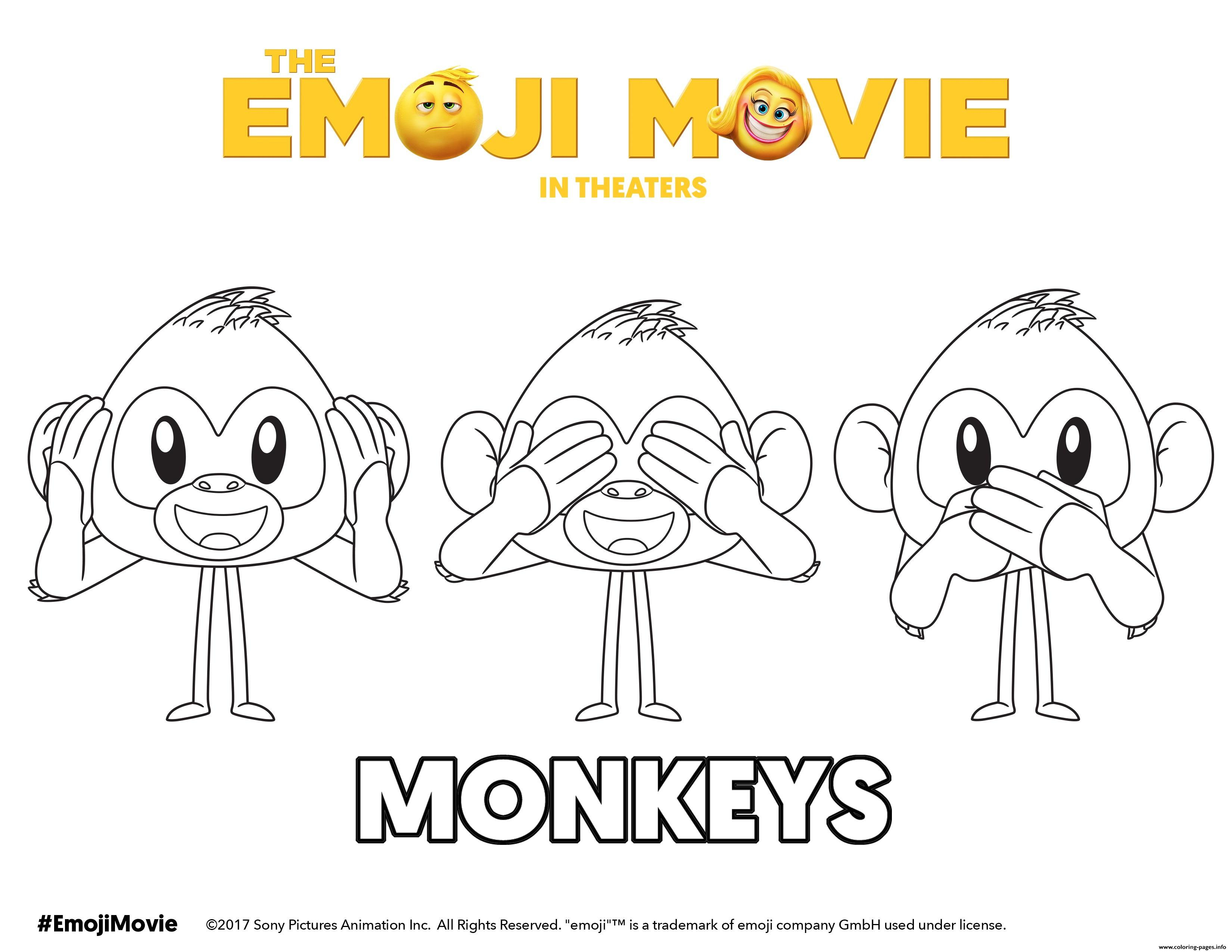 Coloring Pages Of Monkeys Monkeys Emoji Movie Coloring Pages Printable